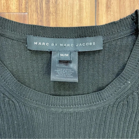 Marc By Marc Jacobs Black Ribbed Long Sleeve Mini Dress Form Fitting Size Medium - Picture 9 of 12